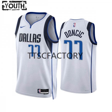 Maillot Basket Dallas Mavericks Luka Doncic 77 Nike 2022-23 Association Edition Blanc Swingman - Enfant